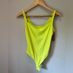 SKIMS Square Neck Bodysuit Neon Yellow